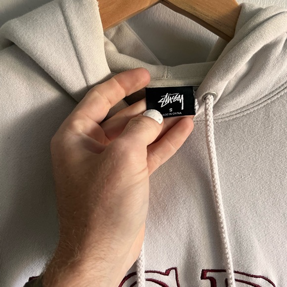 Stussy LSD vintage hoodie mens S small Cream Like New - Picture 3 of 3